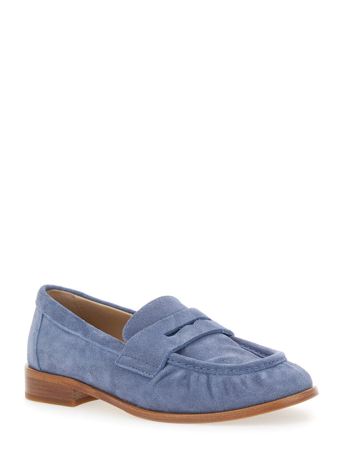 Loafers Blue with Rounded Toe Blu