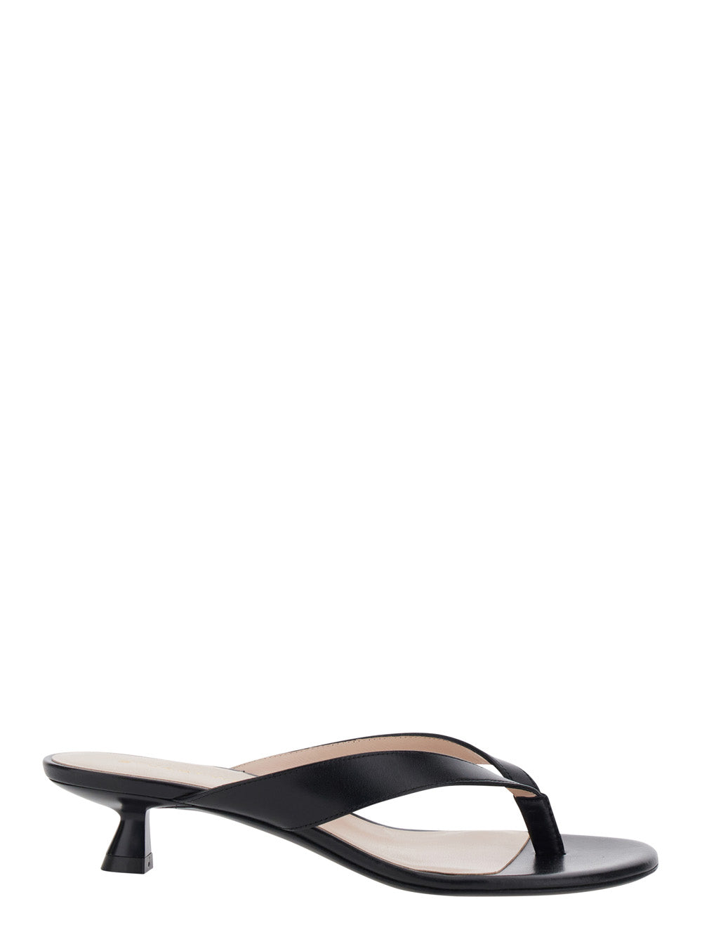 RIO SLEEK SANDAL Black with Slim Leather Details for Women Calf Flat Shoes