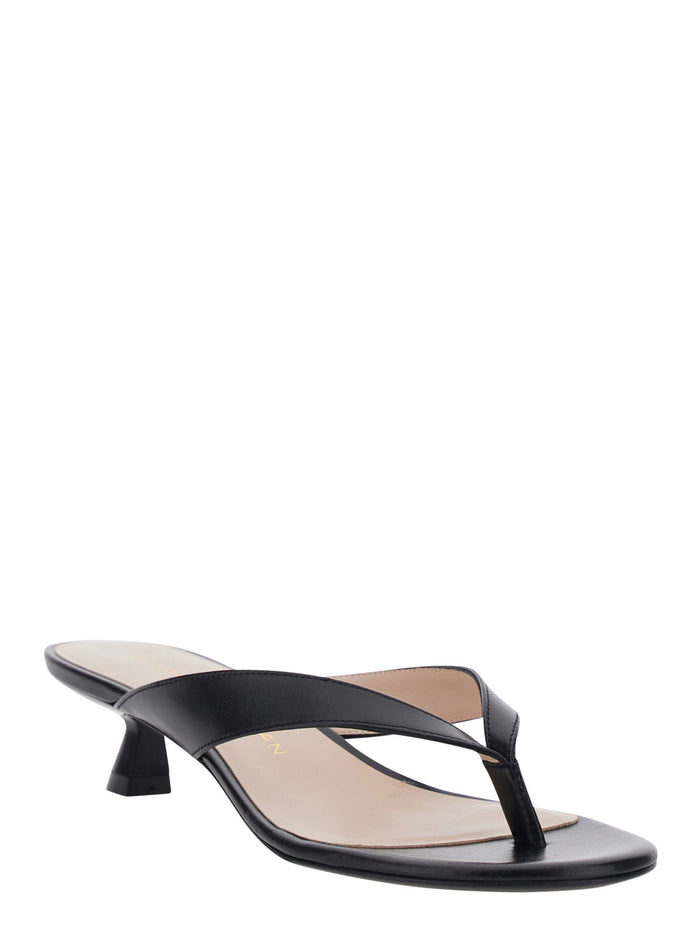 RIO SLEEK SANDAL Black with Slim Leather Details for Women Calf Flat Shoes