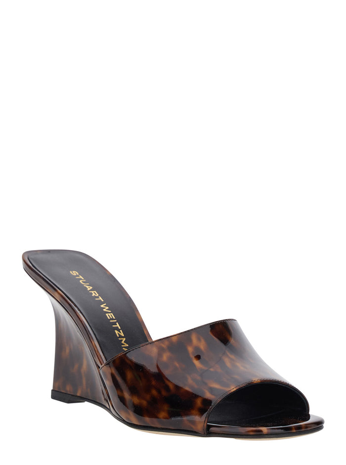 Wedges VINNIE WEDGE MULE 85 Brown with 8.5 cm Heel in Leather Women Polyurethane Coated Calf