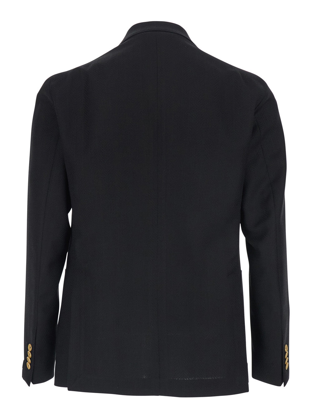 Black Double-breasted Jacket with Peak Revers and Jewel Buttons in Wool for Men Virgin Blazers