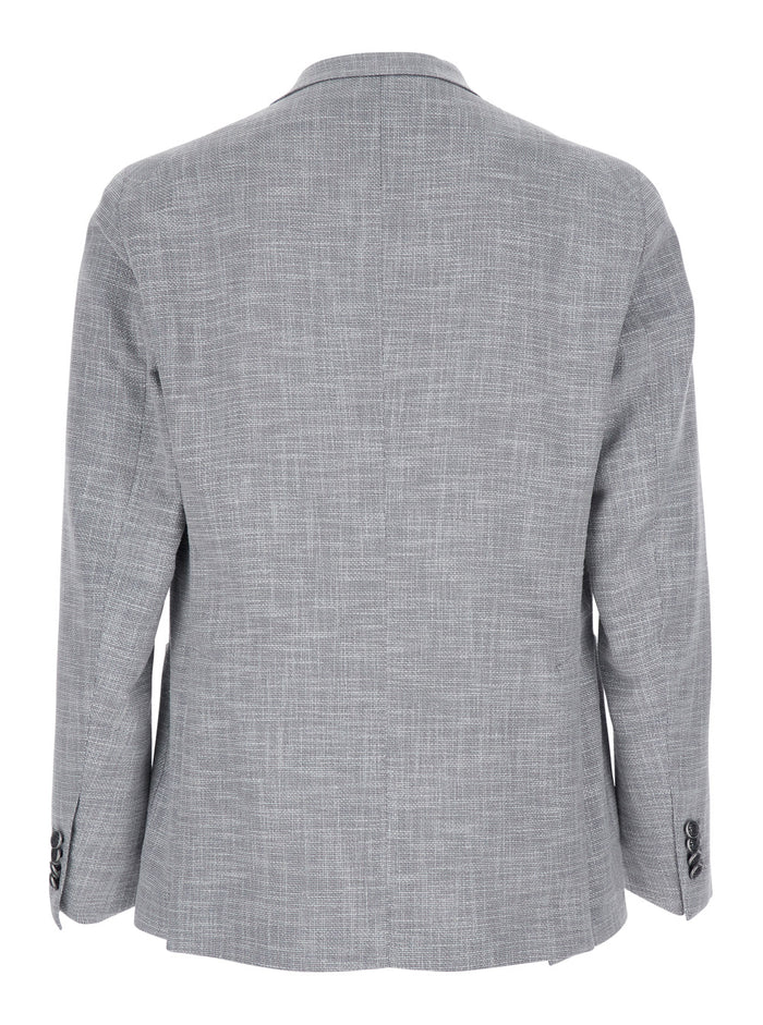 Mens Jacket With Button Closure And Pockets Gray Grey Blazers
