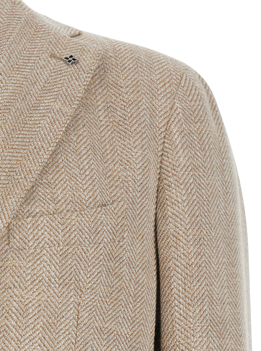 Beige Single-breasted Jacket with Notched Revers in Wool for Men Blazers