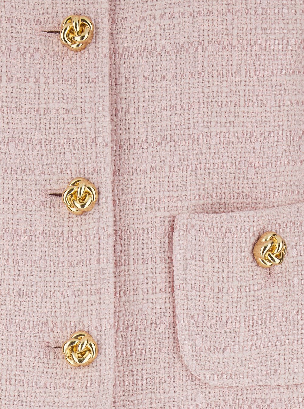 Pink Tweed Jacket with Front Closure and Pockets in Cotton Blend Tech Fabric for Women Blazers