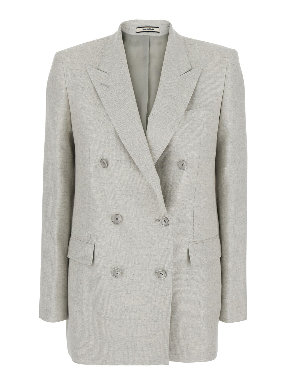 JASMINE SILK WOOL Jacket with Collar and Front Closure in White Women Cotton Viscose Linen Blazers