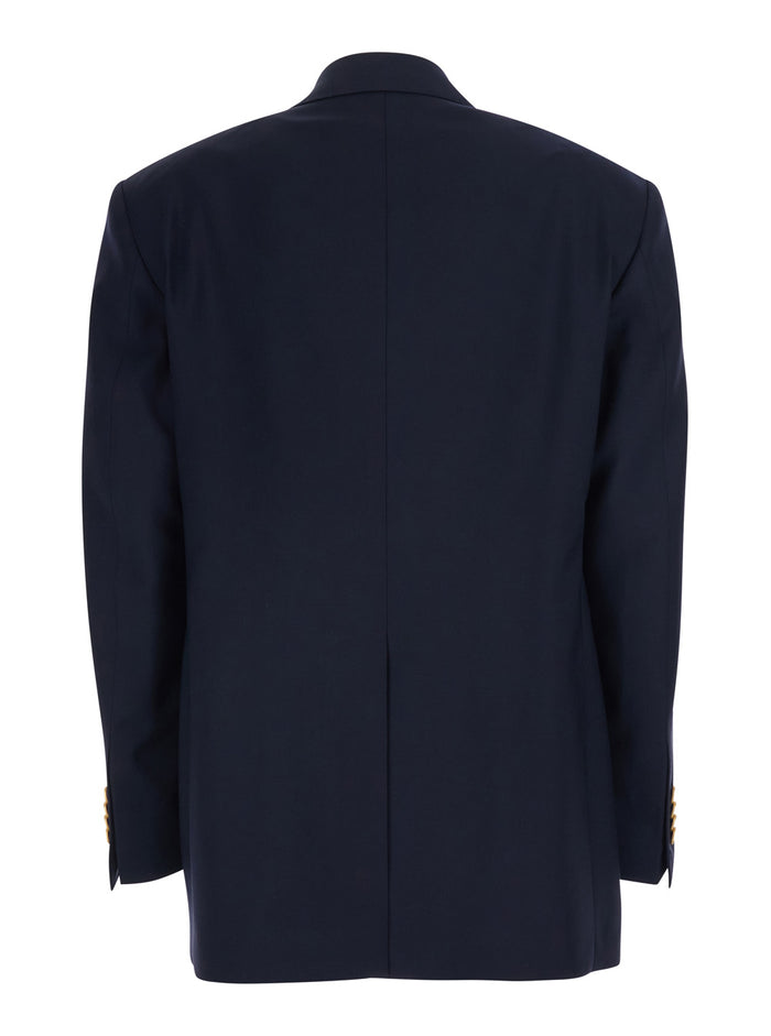 Lorelei Blue Double-breasted Jacket with Notched Revers in Fabric for Women Blu Blazers