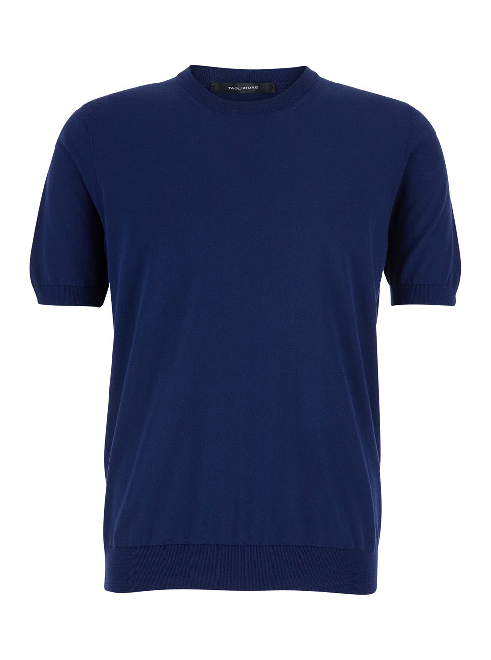 Blue T-Shirt with Round Neck and Short Sleeves in Cotton for Men Blu Tshirts Polo Shirts