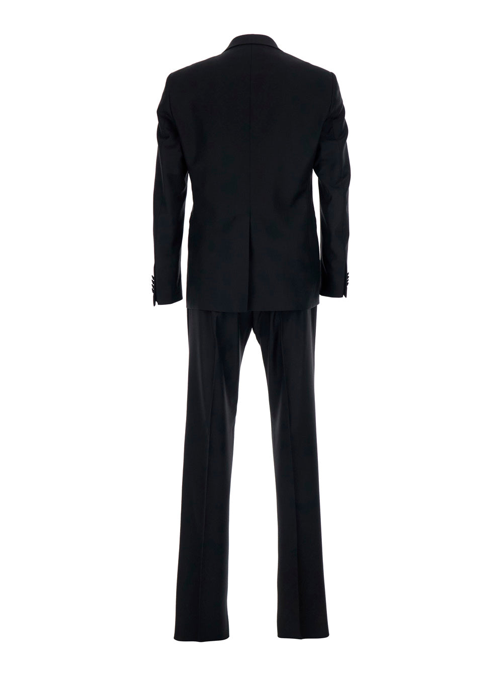 Black Double-breasted Suit with Peak Revers in Wool for Men Virgin Suits