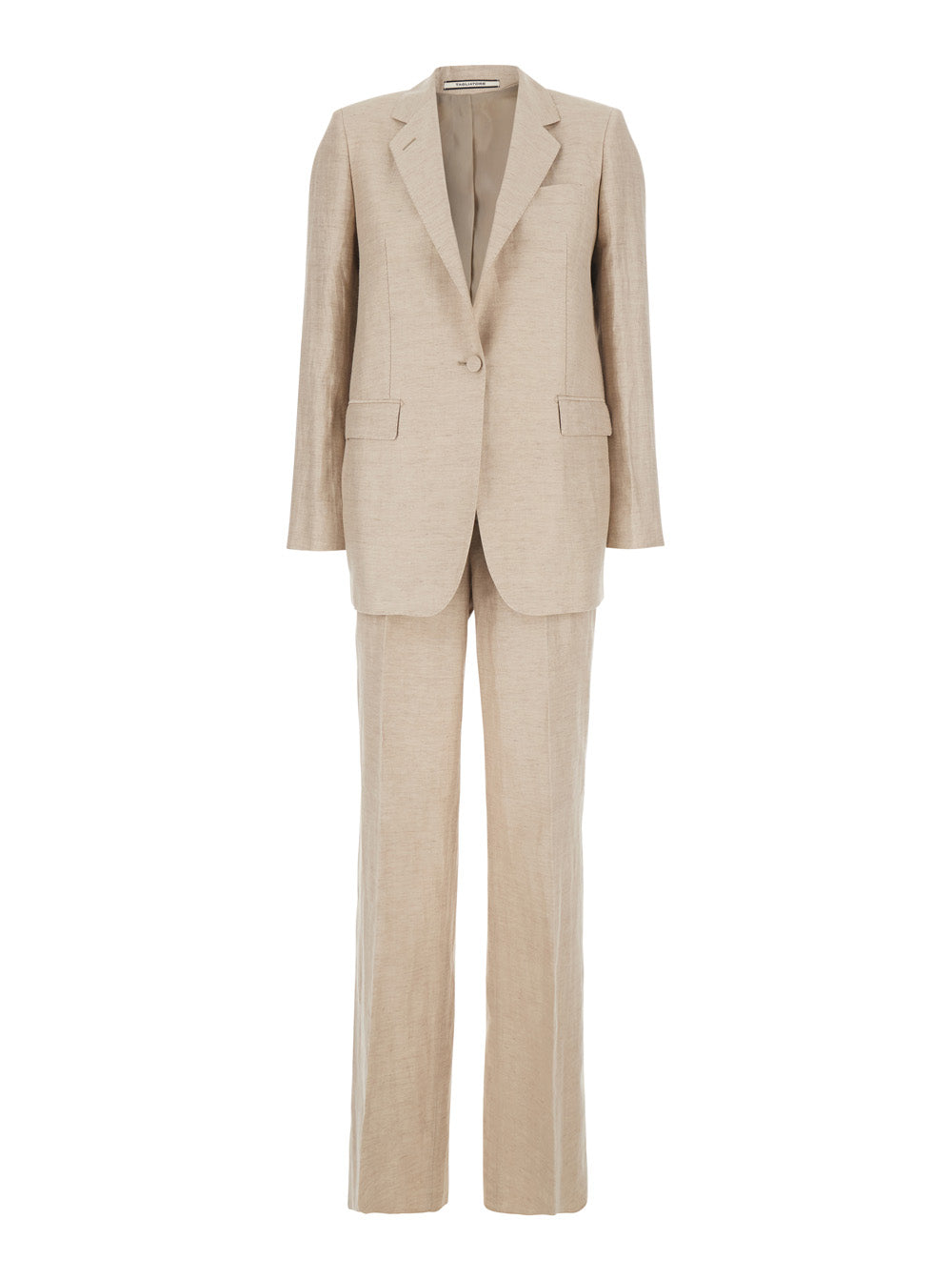 Beige Single-breasted Suit with Notched Revers in Cotton for Women Suits