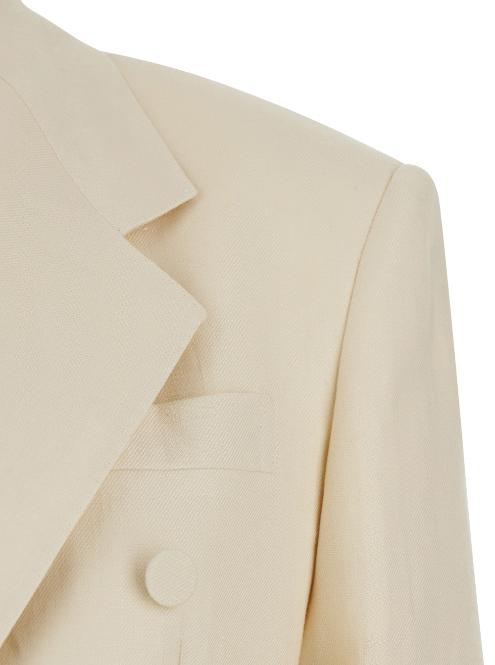 White Double-breasted Suit with Notched Revers in Linen for Women Suits