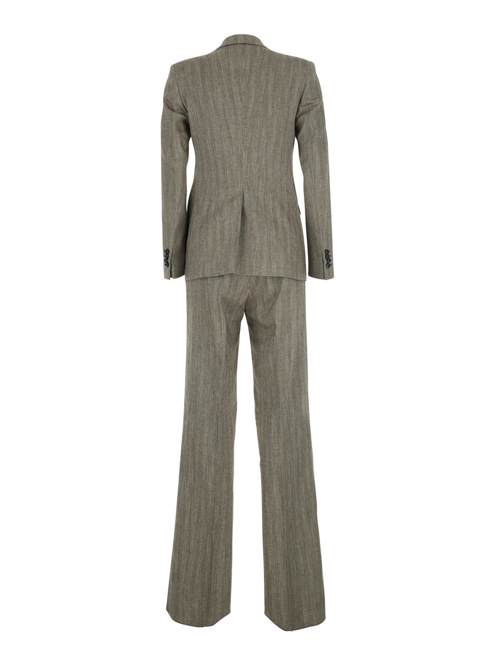 Grey Suit Double-Breasted In Linen Blend For Women Suits