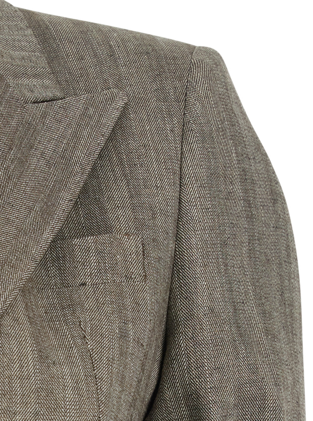 Grey Suit Double-Breasted In Linen Blend For Women Suits