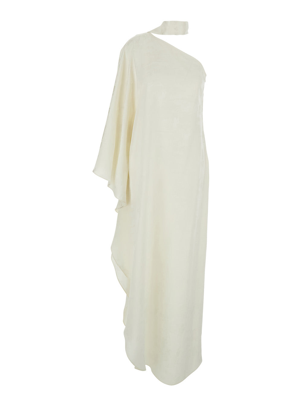 Long Dress Ubud With One-Shoulder Design And Jacquard Toile-De-Jouy Scarf Detail White Women Viscose