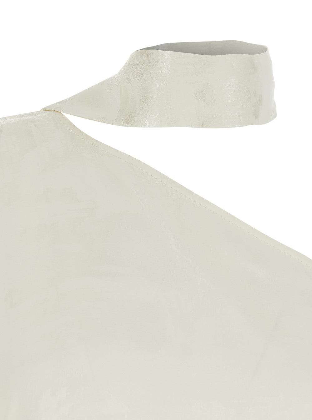 Long Dress Ubud With One-Shoulder Design And Jacquard Toile-De-Jouy Scarf Detail White Women Viscose