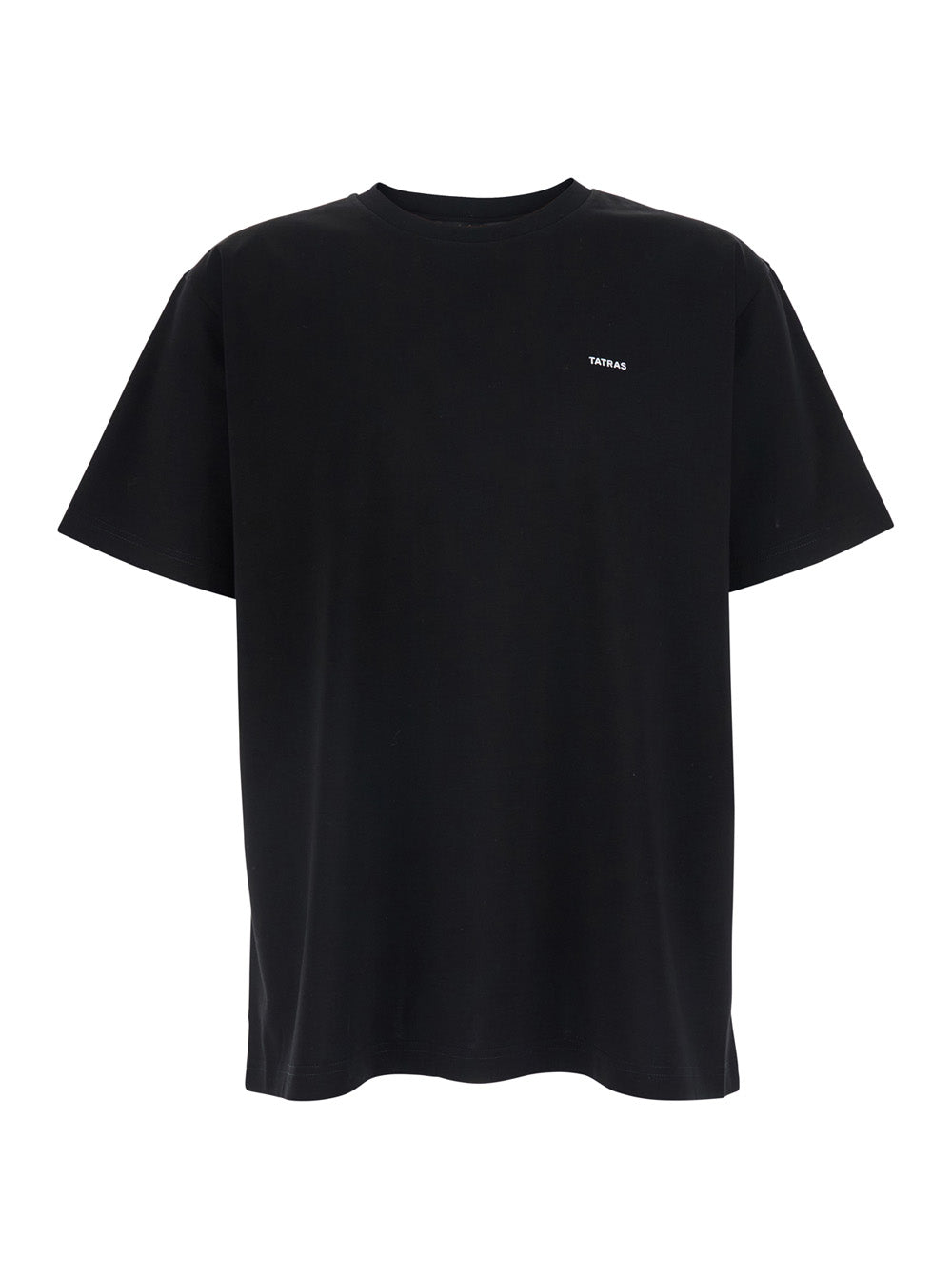 Black T-Shirt Selo Logo Metallo With Round Neck And Front In Cotton For Men Tshirts Polo Shirts
