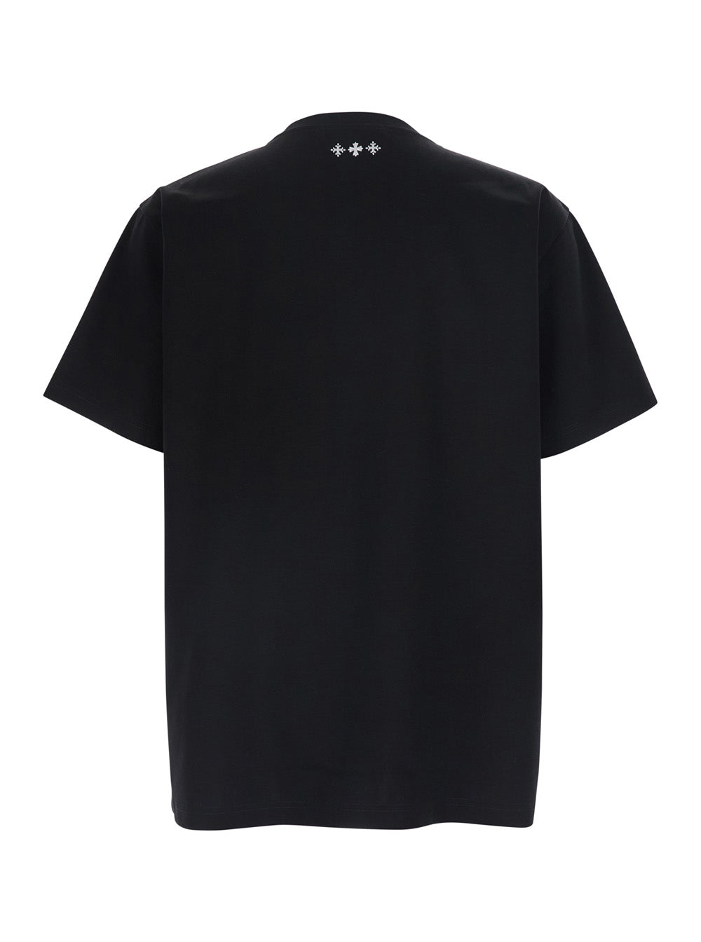 Black T-Shirt Selo Logo Metallo With Round Neck And Front In Cotton For Men Tshirts Polo Shirts