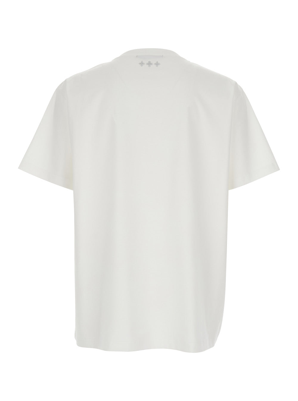 T-Shirt Selo Logo Metallo White With Metallic On The Front In Cotton For Men Tshirts And Polo Shirts