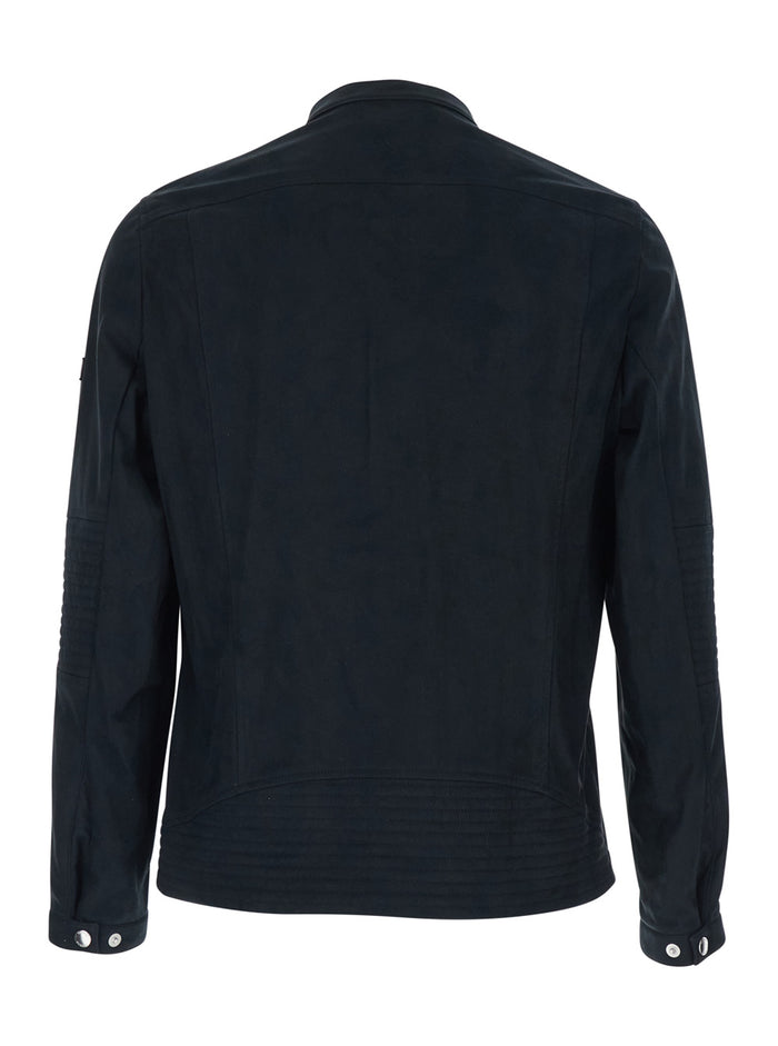 Jacket MCKZ0093033588001 Black with High Collar and Zip Closure in Tech Fabric Men Outerwear
