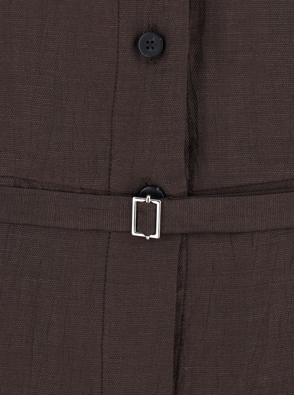 Long Dress with Classic Collar and Waist Belt in Brown Linen Blend for Women Viscose Polyamide