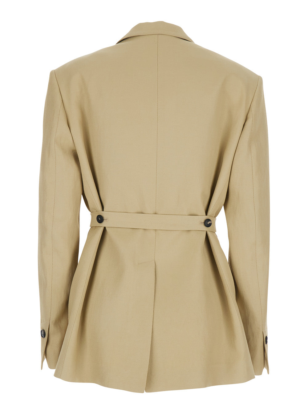 Double-breasted jacket with peak revers in tech fabric beige women Viscose Linen Blazers