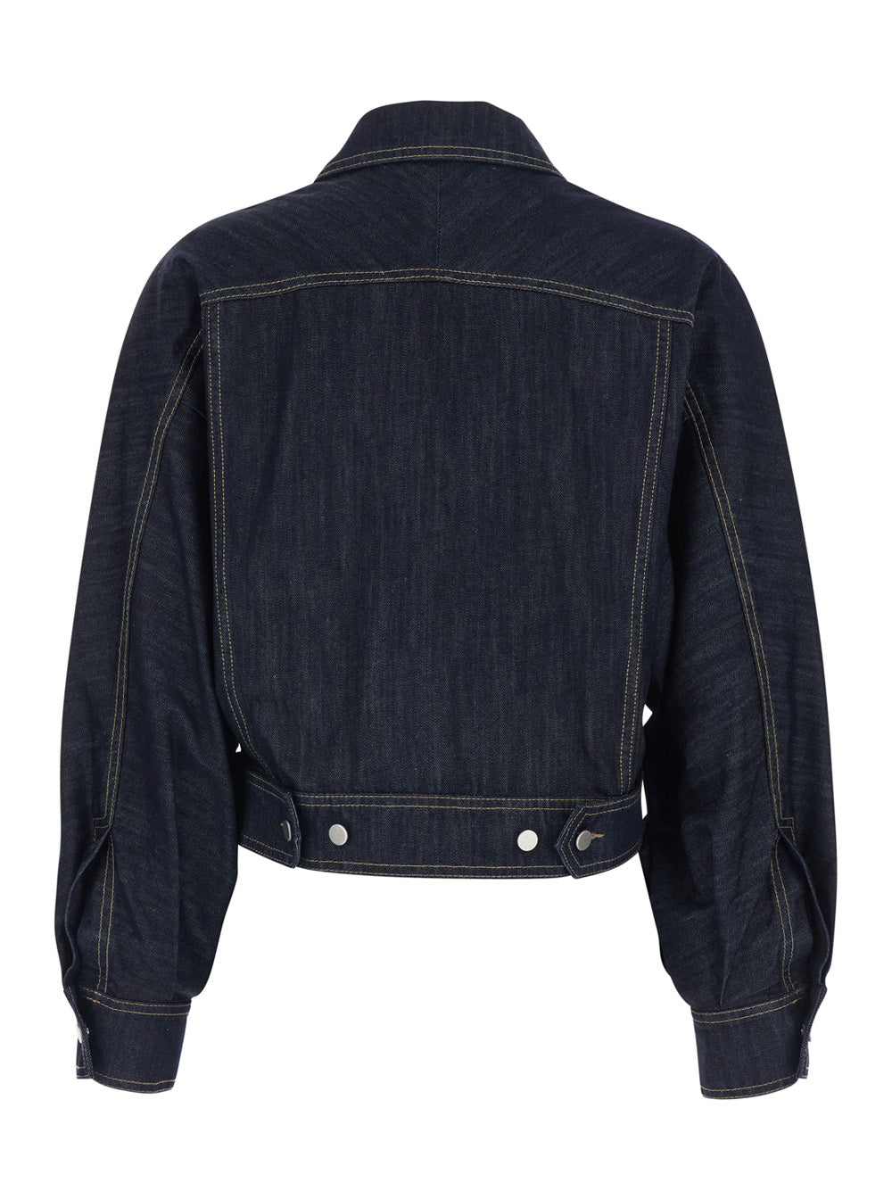 Blue Jacket With Classic Collar And Two Front Pockets Womens Denim Blu Cotton