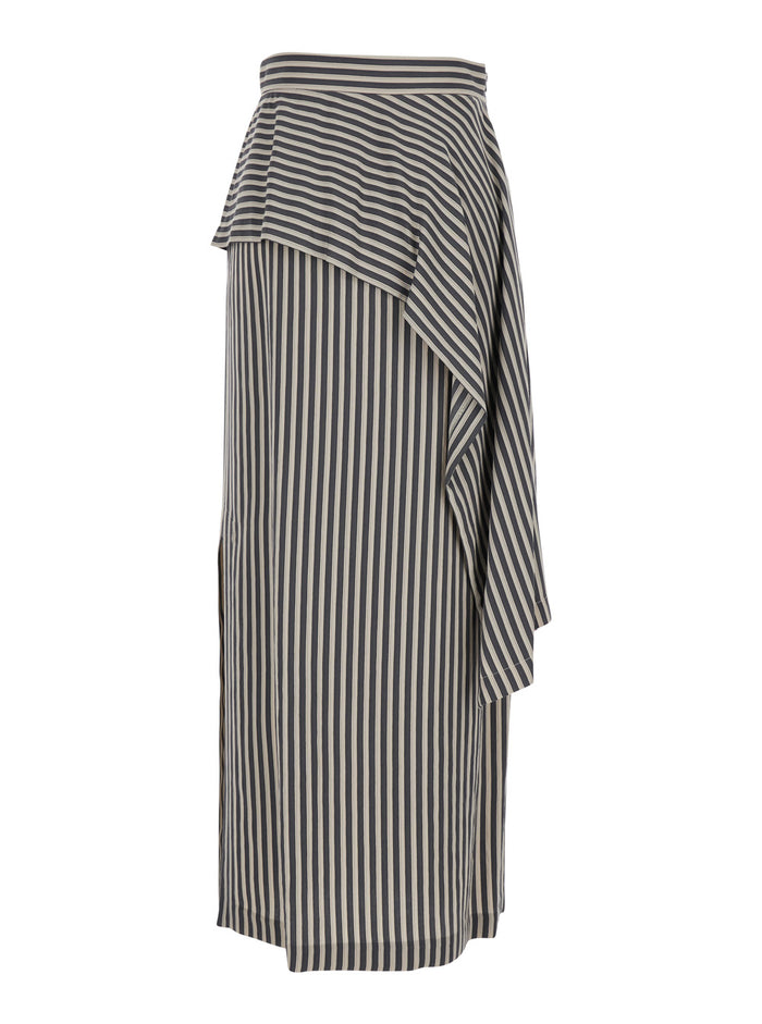 Gray Asymmetrical Skirt with Striped Viscose for Women Grey Polyamide