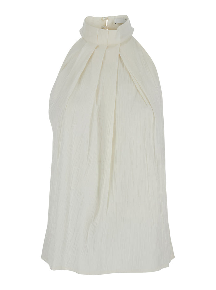 Top INCA STR with White Details in Cotton and Polyamide for Women Tops