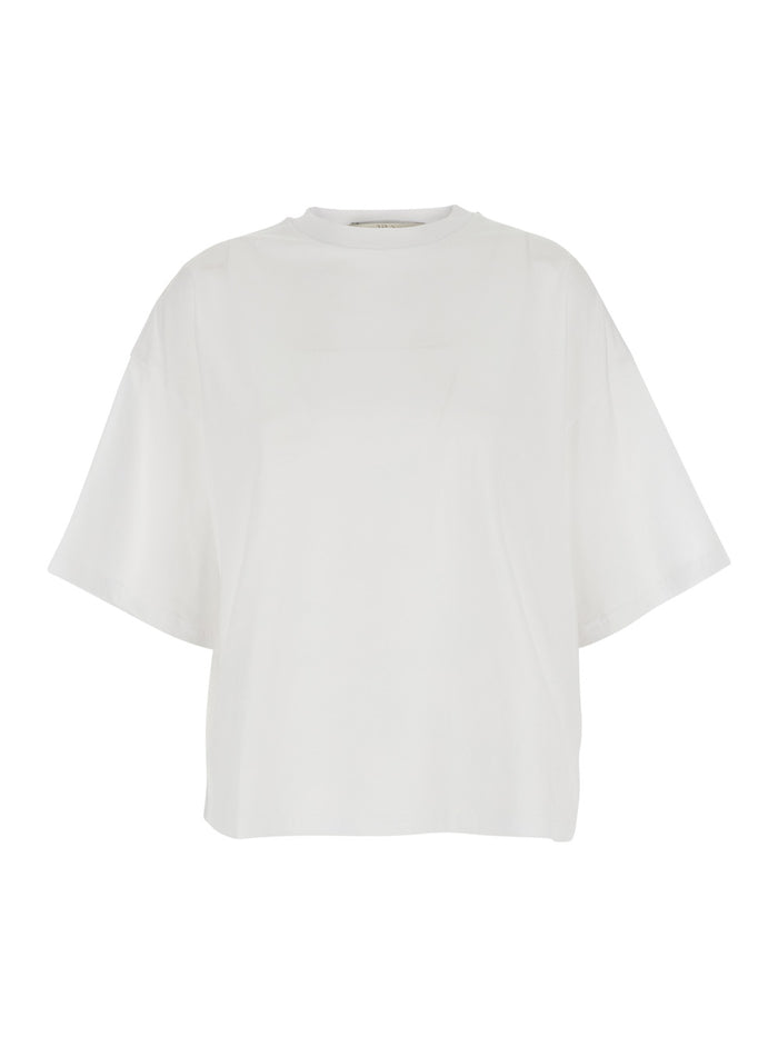 White SKOSSA T-Shirt with Round Neck in Cotton for Women Tshirts And Polo Shirts