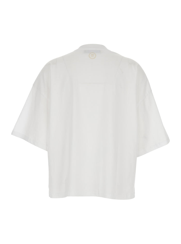 White SKOSSA T-Shirt with Round Neck in Cotton for Women Tshirts And Polo Shirts