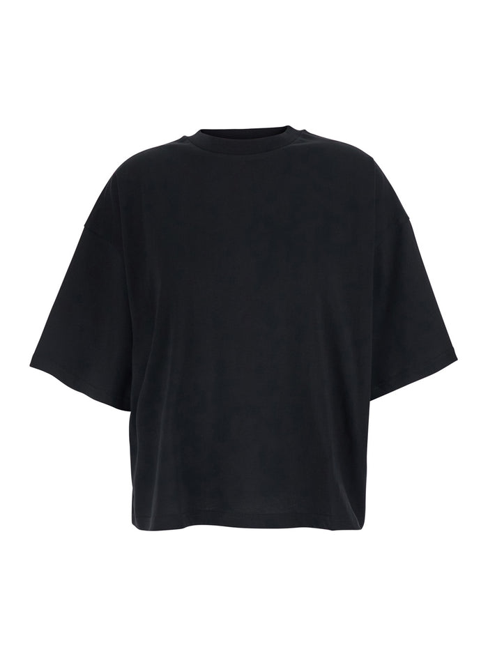 Black T-Shirt SKOSSA with Round Neck and Short Sleeves in Cotton for Women Tshirts Polo Shirts