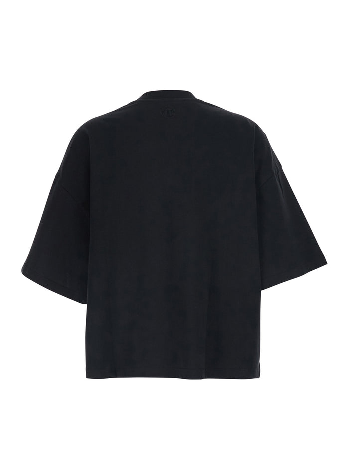 Black T-Shirt SKOSSA with Round Neck and Short Sleeves in Cotton for Women Tshirts Polo Shirts