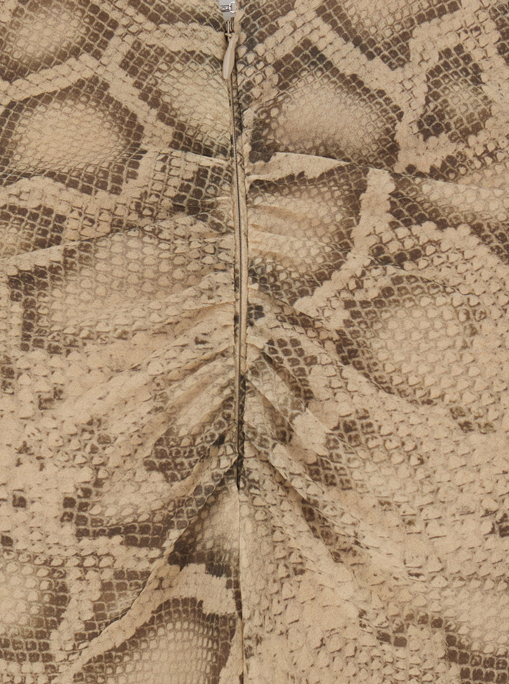 Long Dress T190131 With Thin Straps And All-Over Python Print Beige Fabric For Women
