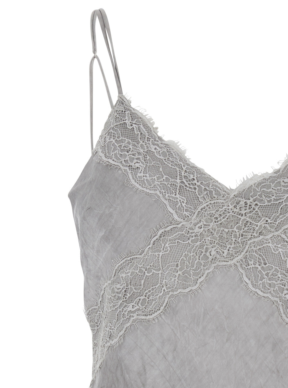 Long Dress Rosetta with Thin Straps and Asymmetrical Design in Gray for Women Grey