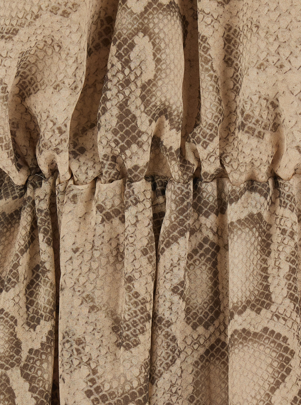 Beige Python Print Blouse with Fabric Knot Closure for Women Shirts And Blouses