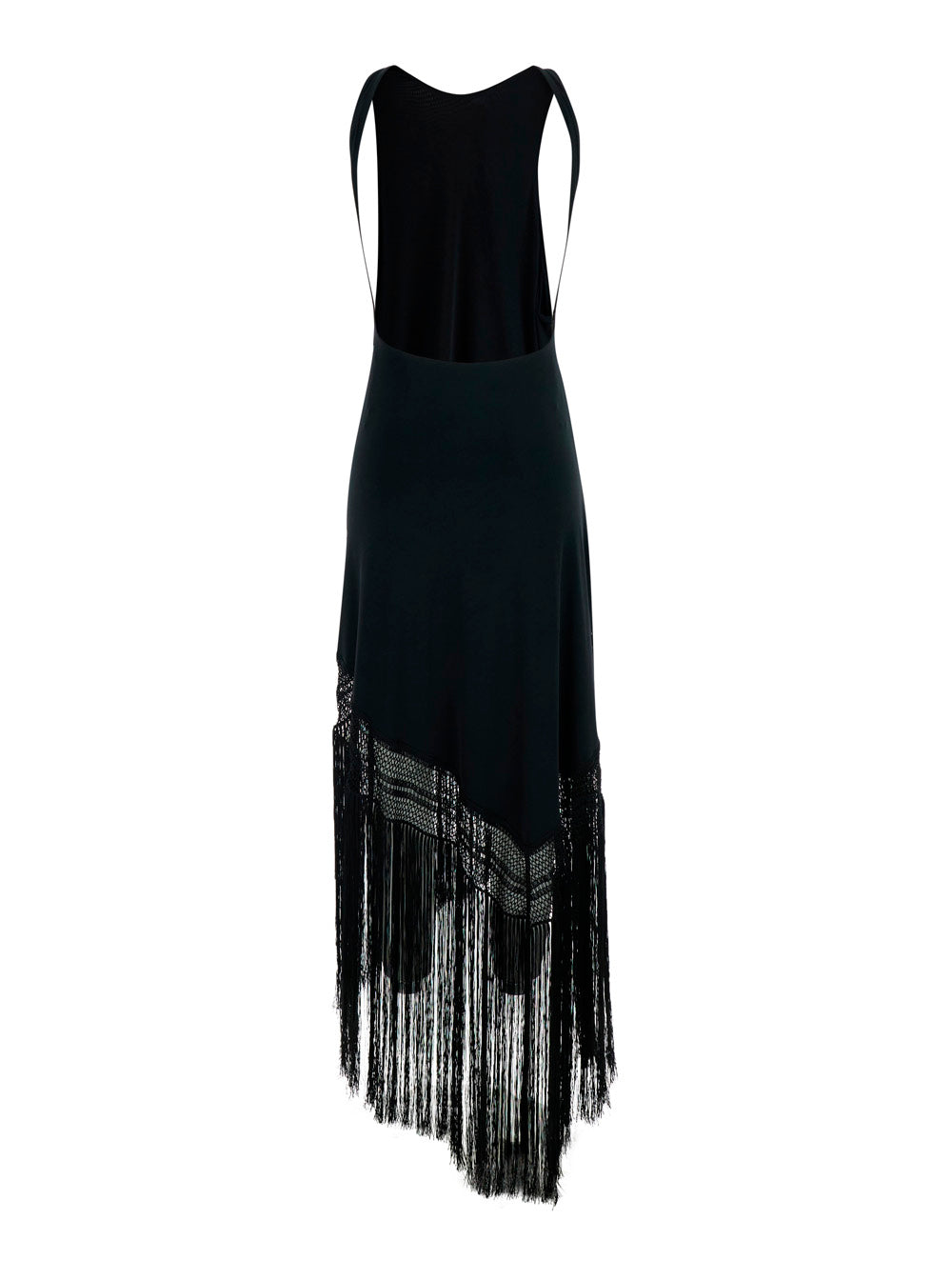 Long Dress Marisol With Fringes Black For Women