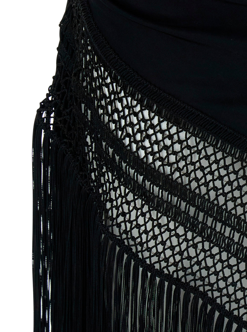 Long Dress Marisol With Fringes Black For Women