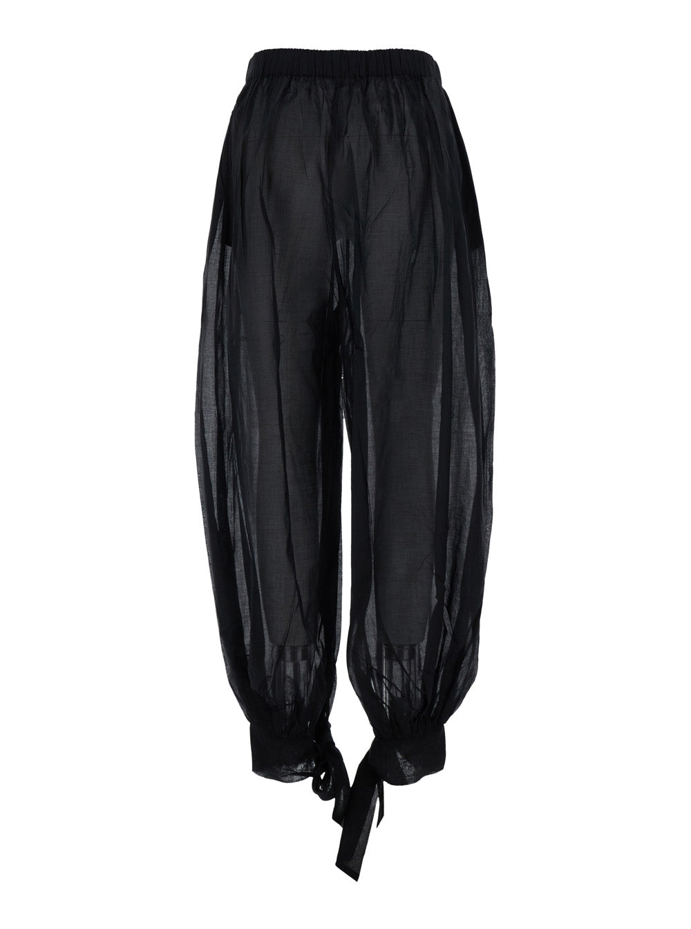 Noor Pants Tied Up Maxi Black With Front Closure And Drawstring Waist Tech Fabric Women Trousers