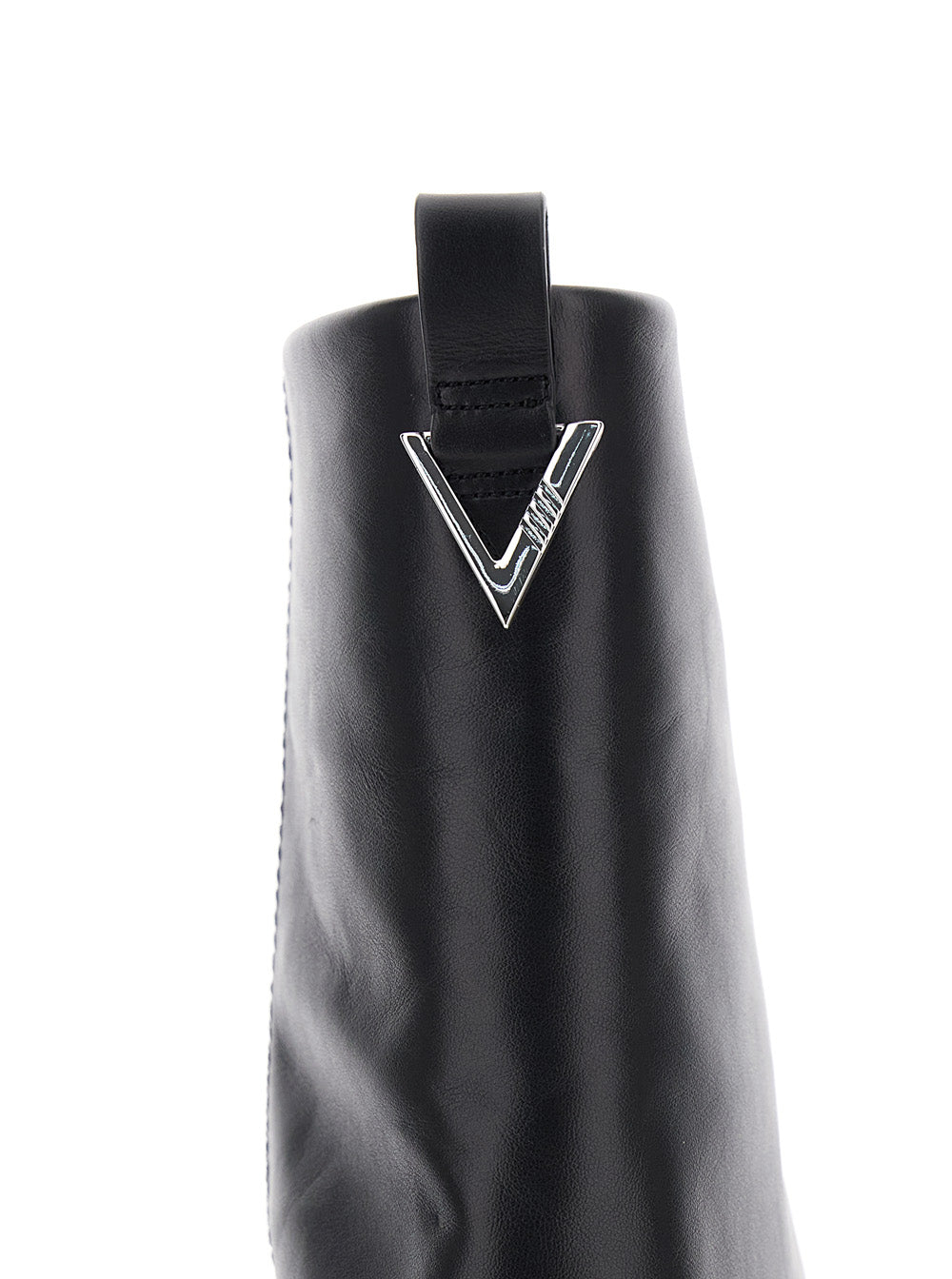 Robin Boots With Square Toe And Logo Plate On The Back Black Leather For Women