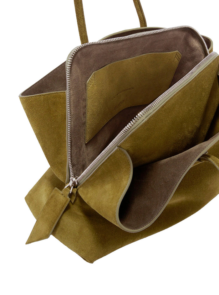 La Passeggiata Green Shoulder Bag With Two Top Handles Leather Suede Woman