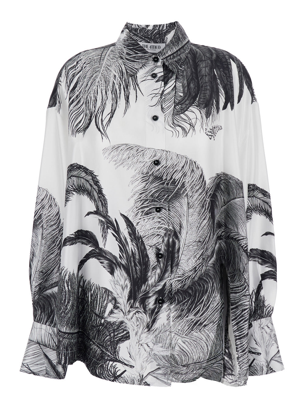 Multicolor Classic Collar Shirt with All-Over Print in silk for Women And Blouses
