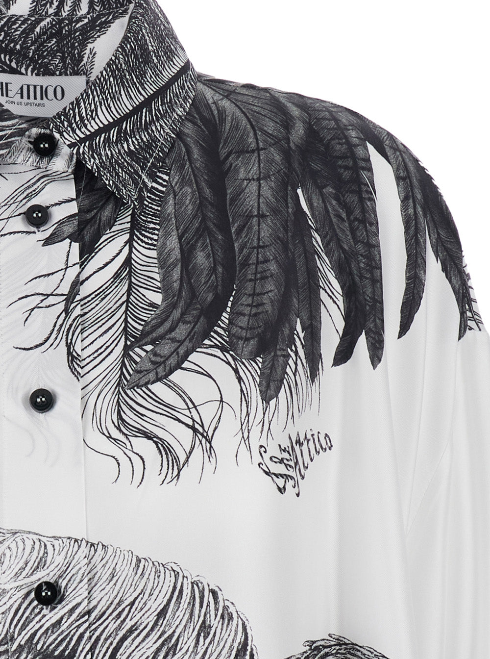 Multicolor Classic Collar Shirt with All-Over Print in silk for Women And Blouses