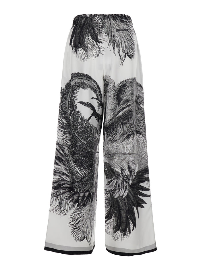 Multicolor Pants with elasticated waistband in silk for Women Trousers