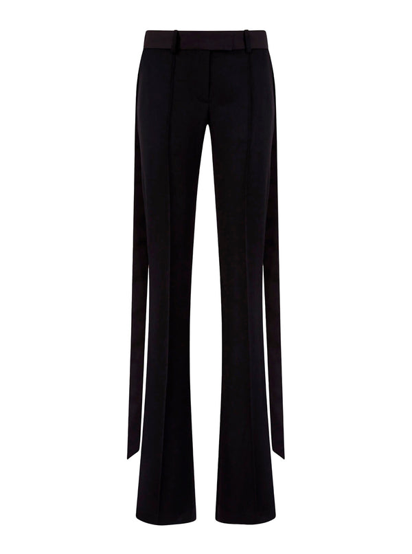 Trousers Wide-Leg Wool Black Virgin