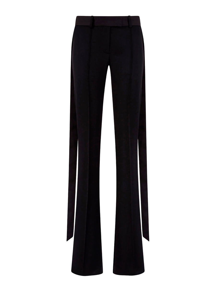 Trousers Wide-Leg Wool Black Virgin