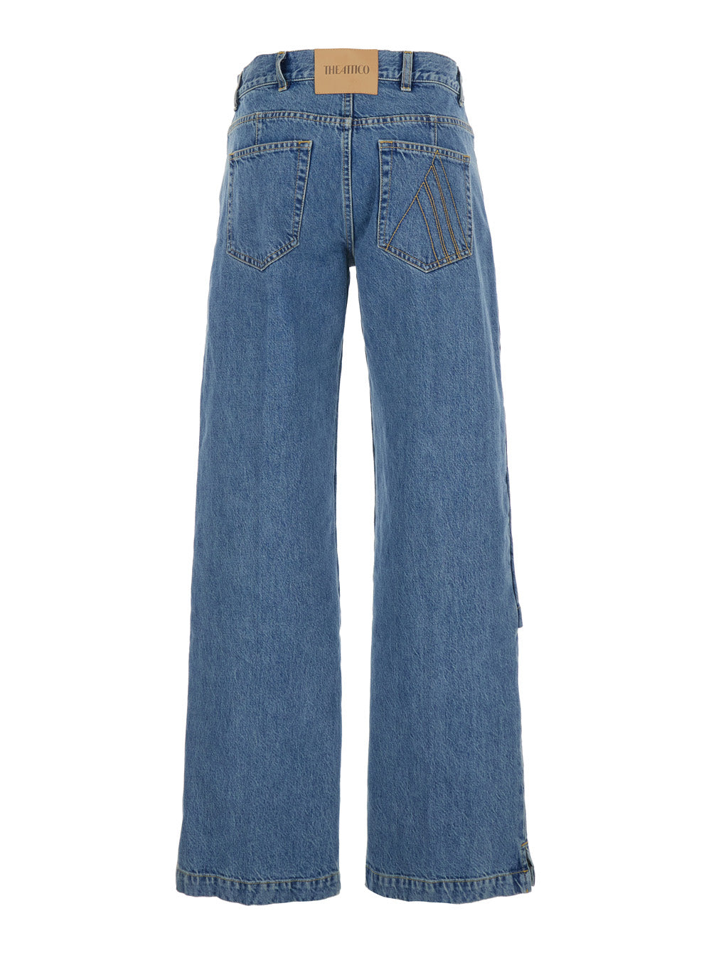 Blue Denim Jeans with Logo Detail on Pocket and Patch Back for Women Blu Cotton