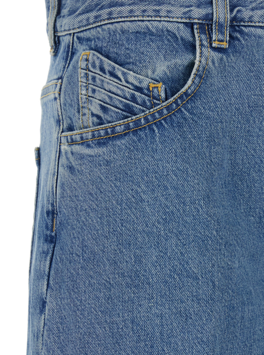 Blue Denim Jeans with Logo Detail on Pocket and Patch Back for Women Blu Cotton