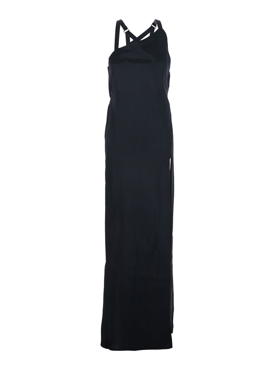 Long Sleeveless Dress Black Viscose