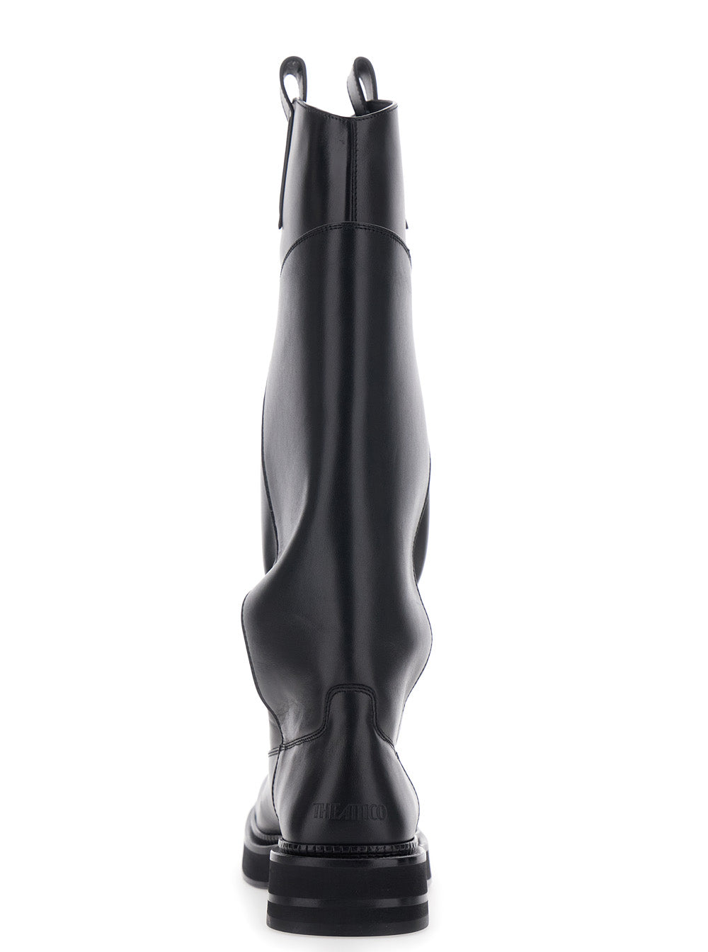 Black Passeggiata Boots with Pull-tab and Rubber Sole in Leather Woman Calf