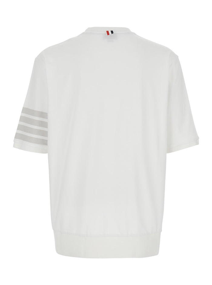 T-Shirt MJS303AJ0253100 with Classic Collar and 4-Bar Detail on Sleeve in White Cotton for Men Tshirts Polo Shirts