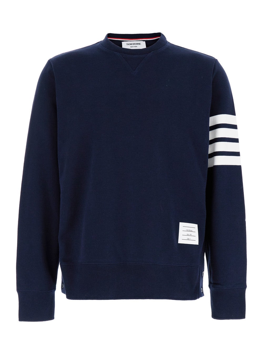 Crewneck Sweatshirt with 4-Bar Detail in Blue for Men Blu 100 % Cotton Sweatshirts